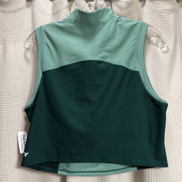 Old Navy NWT PowerSoft Half Zip Sleeveless Cropped Top green SZ L workout lift - Picture 7 of 8